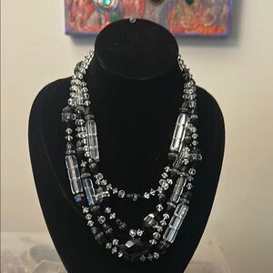 Vintage Art Deco Revival Sterling Silver Crystal Necklace